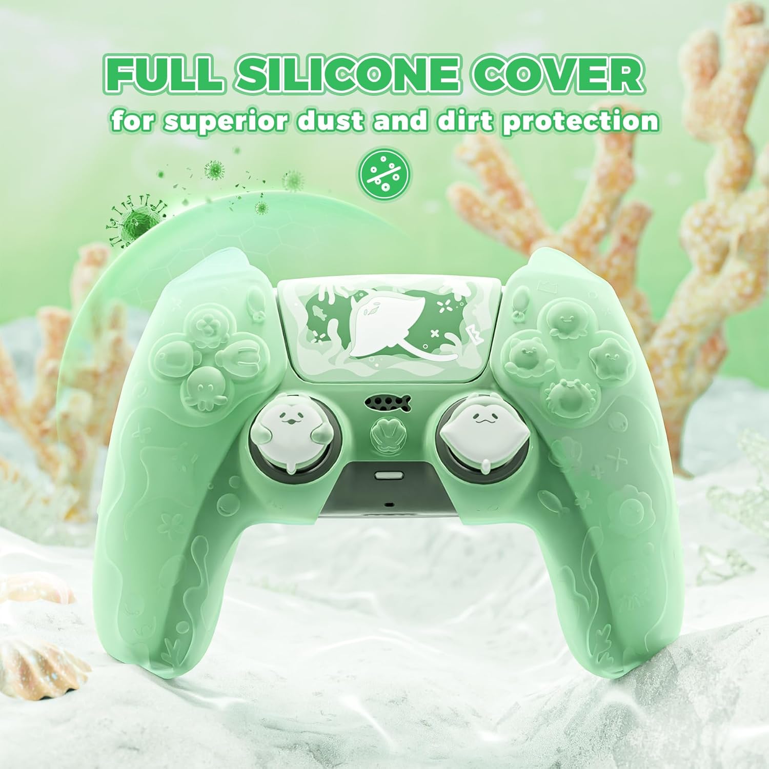 Thumbnail 3 de playvital PS5 Controller Cover Skin Pastel Green