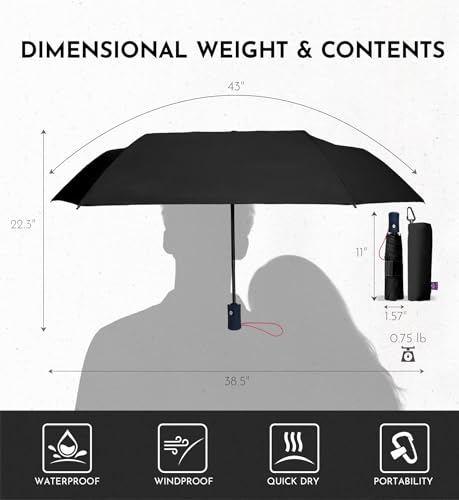 Thumbnail 6 de LILAC Compact Travel Umbrella, 43-inch Canopy, UPF 100+ and Windproof Frame