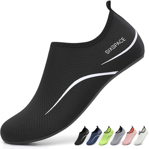 Detalle de Sixspace Wasserschuhe Badeschuhe, 487 Schwarz, 47 EU – Barfußgefühl mit rutschfester Sohle