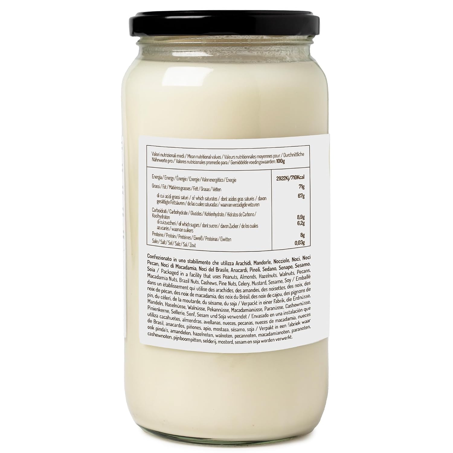 Detalle 2 de Kokoscreme. Cream of Coconut – 1 l (kalt extrahierte Kokoscreme, zuckerfrei, roh) – vegan