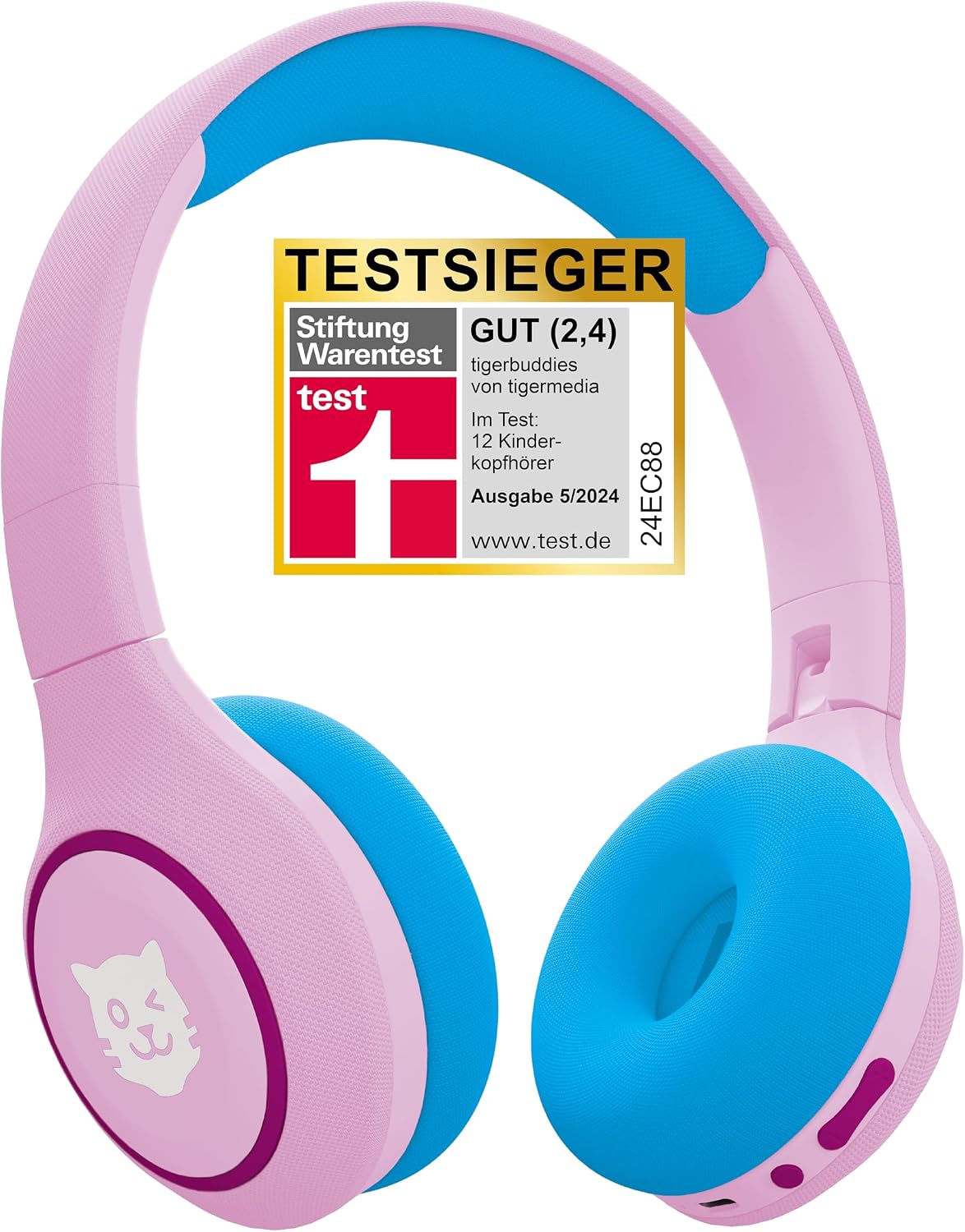 Detalle de tigermedia tigerbuddies Bluetooth-Kopfhörer für Kinder – faltbar, 85 dB Lautstärkebegrenzung, ab 4 Jahren