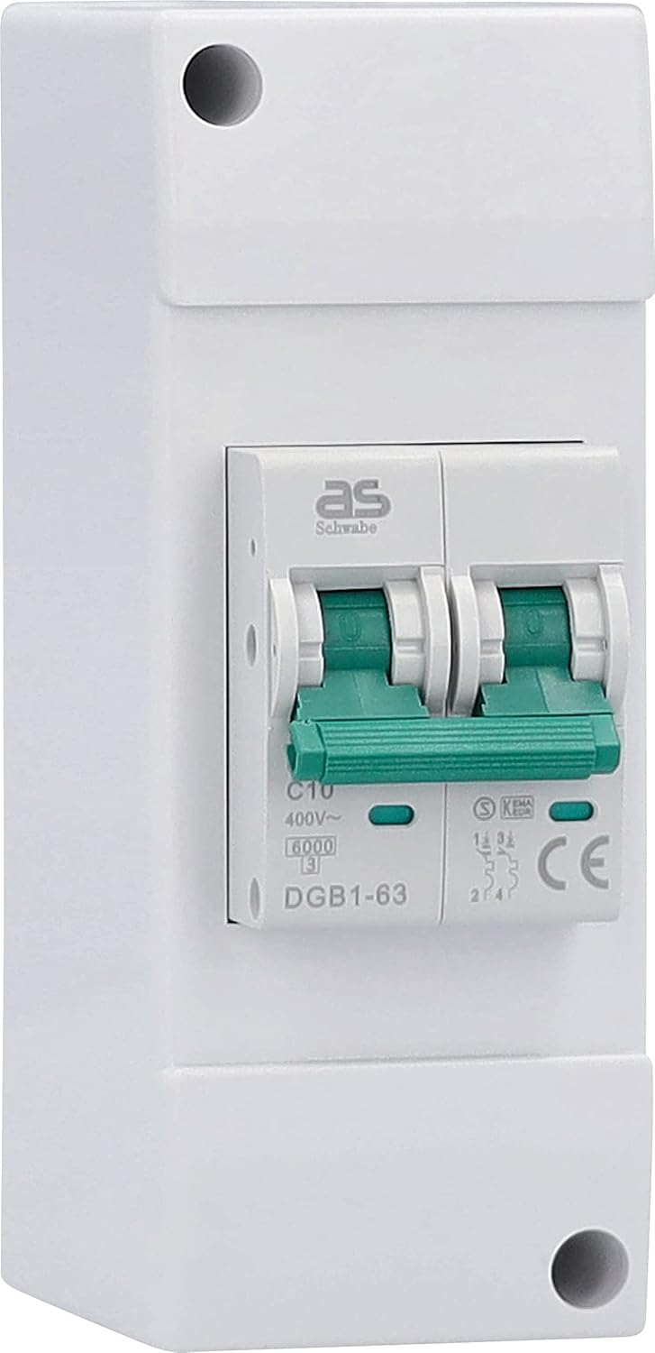 Detalle de as - Schwabe LS Sicherungsautomat C10A 2-polig, 230V/10A – Sicherungskasten für Caravan, Wohnwagen und Wohnmobil