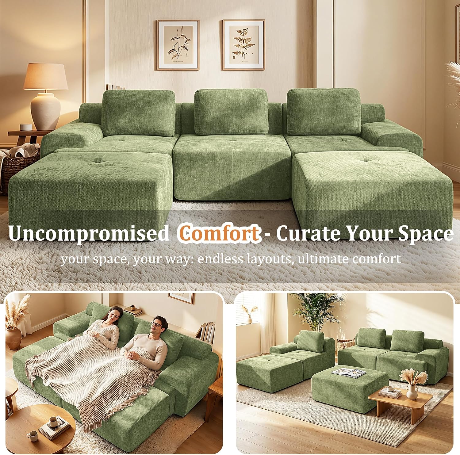 Detalle 1 de VYUXWO Modular Sofa, 85-Inch