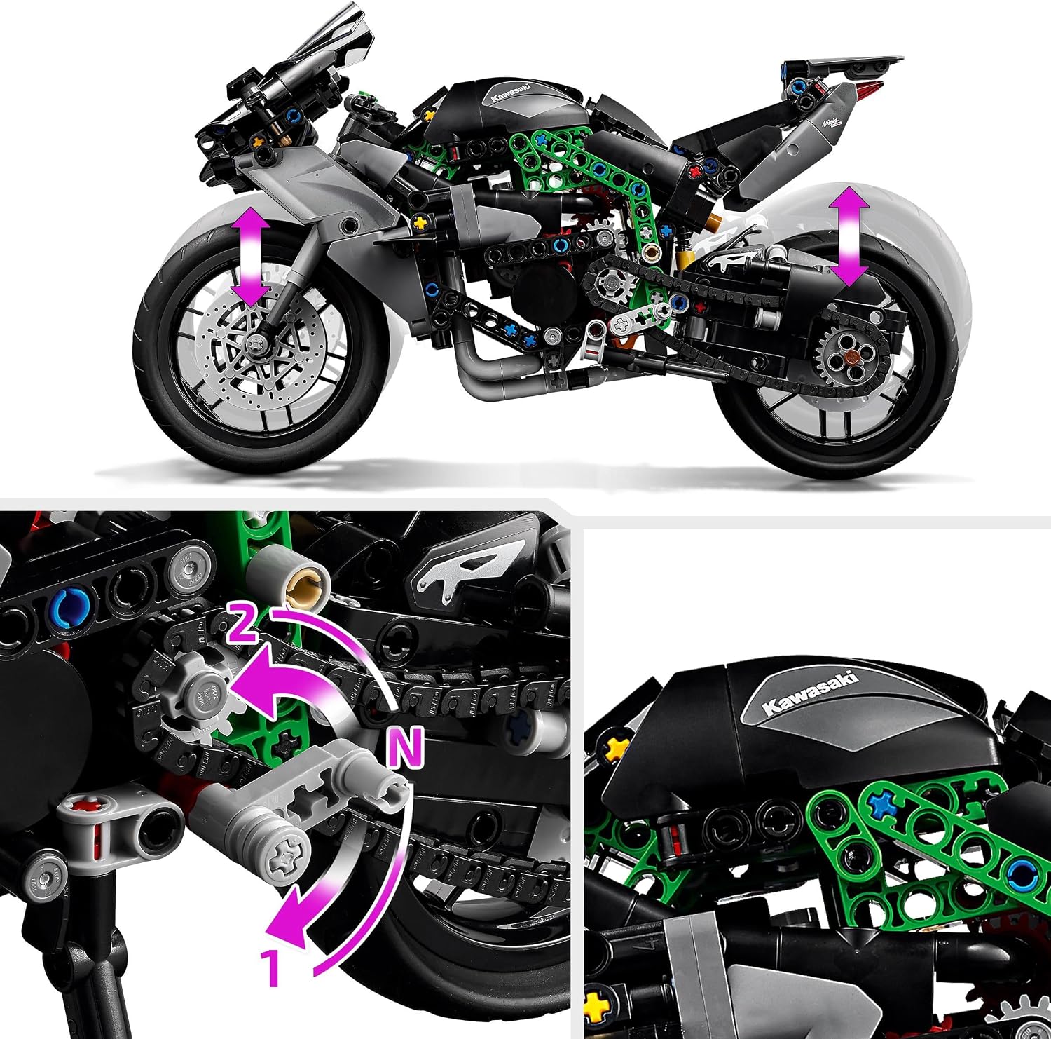 Detalle 2 de LEGO Technic 42170 Moto Kawasaki Ninja H2R