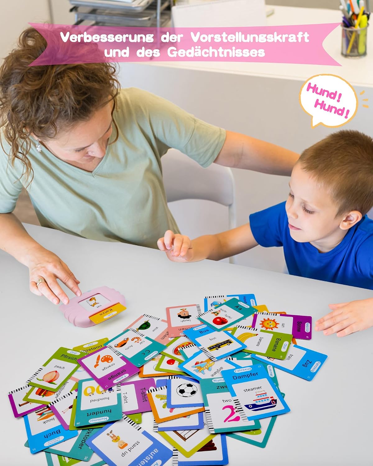 Detalle de Sprechende Flash-Karten (Standard Deutsch, 255 Blätter) – 510 Wörter, 3 Sprachmodi, für Kleinkinder 2–4 Jahre