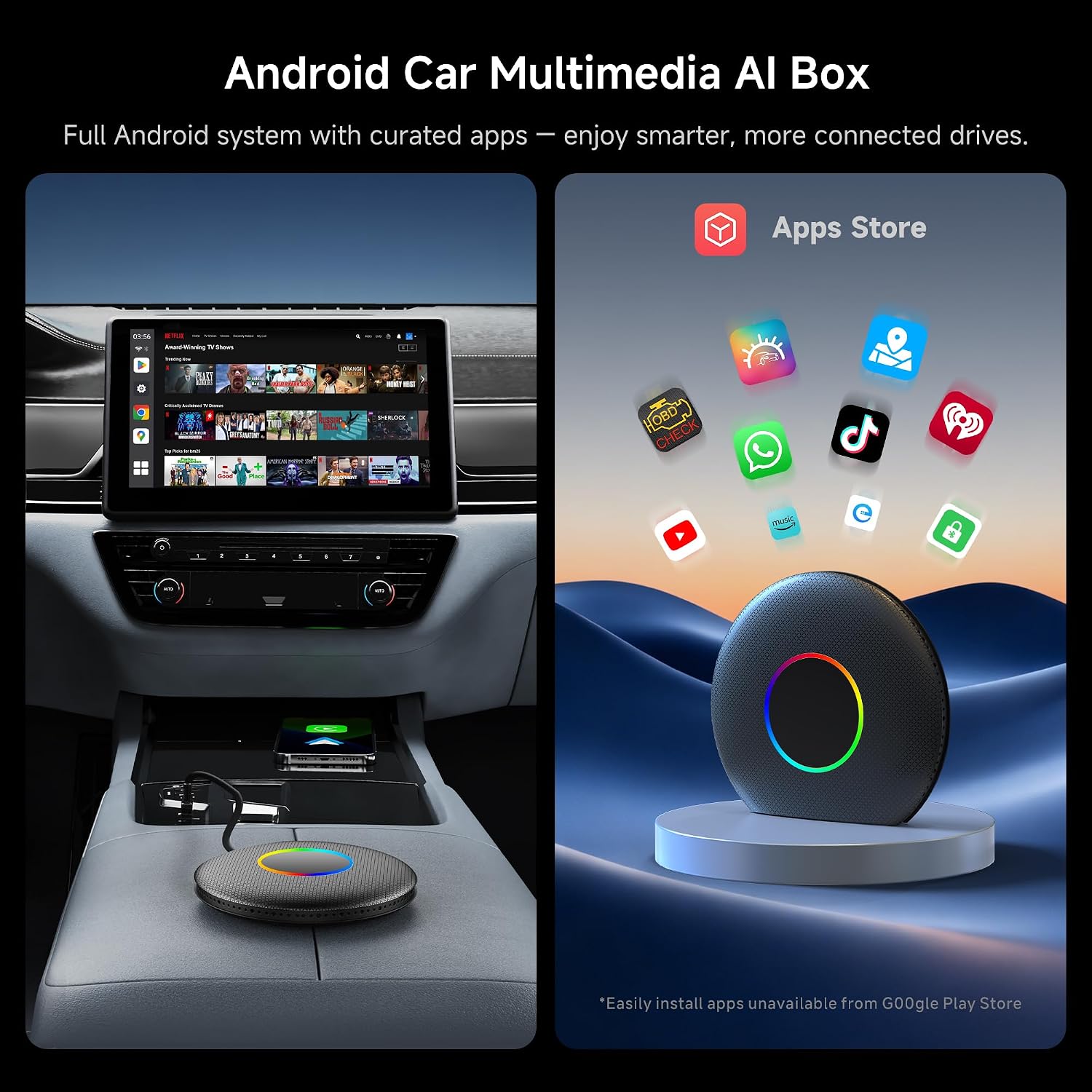 Thumbnail 4 de ATOTOSELECT Wireless CarPlay Adapter: 8G+128G, 4G LTE, GPS, Full Android OS