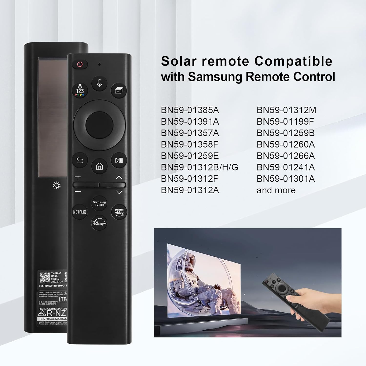 Detalle de ExploreHome BN59-01391A Solar Voice Remote Control Replacement for Samsung Neo QLED 8K HDR Smart TVs