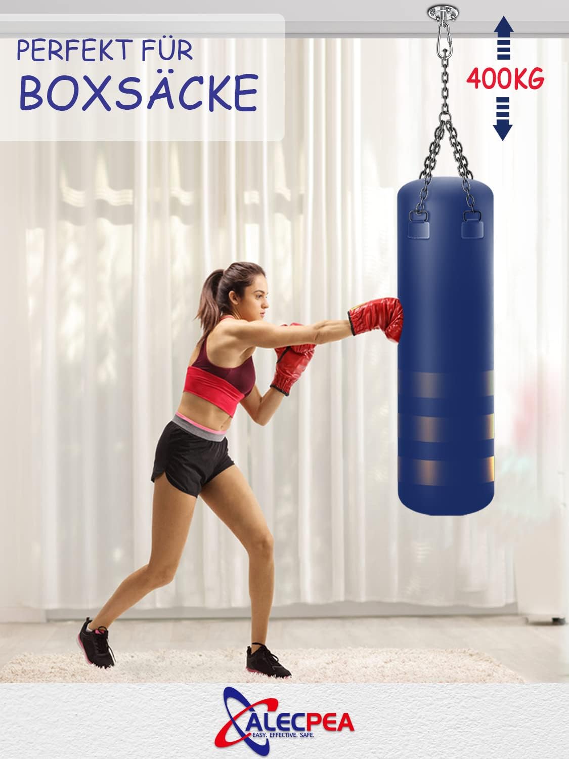 Thumbnail 6 de ALECPEA Edelstahl Deckenhaken für Boxsäcke (2er Set) – bis 400 kg Tragkraft