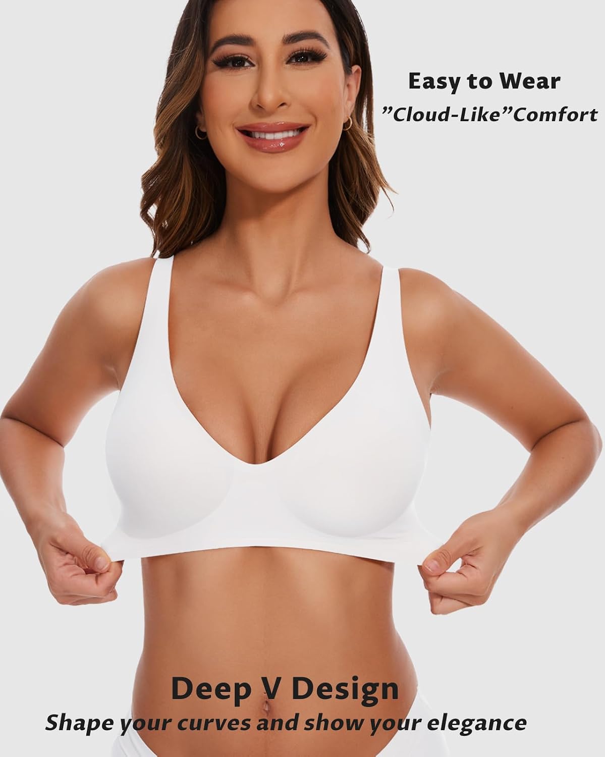 Detalle 2 de GXOULRRA Jelly Bra Wireless Plunge Bralette, Deep V-Neck and Back Smoothing