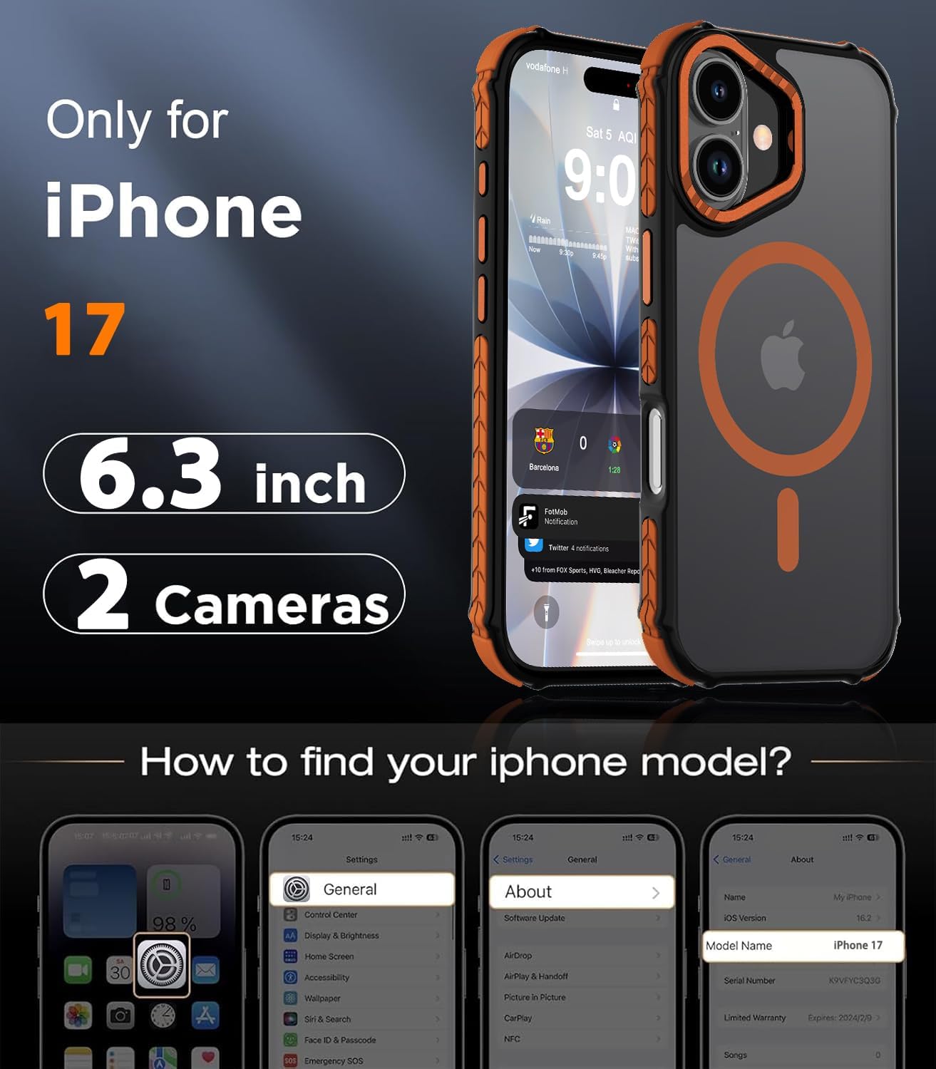 Detalle 2 de DEERLAMN Strong Magnetic Case for iPhone 17 6.3-Inch