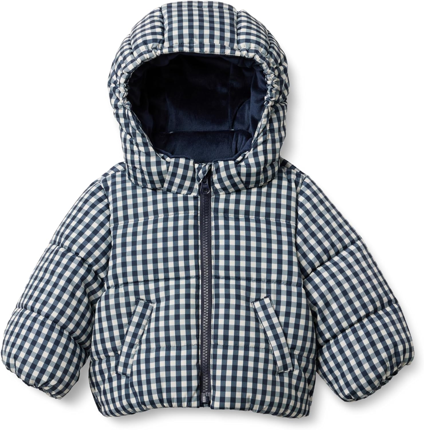 Detalle de Amazon Essentials x Sofia Grainge Water-Resistant Hooded Puffer Jacket for Babies, Toddlers, and Boys