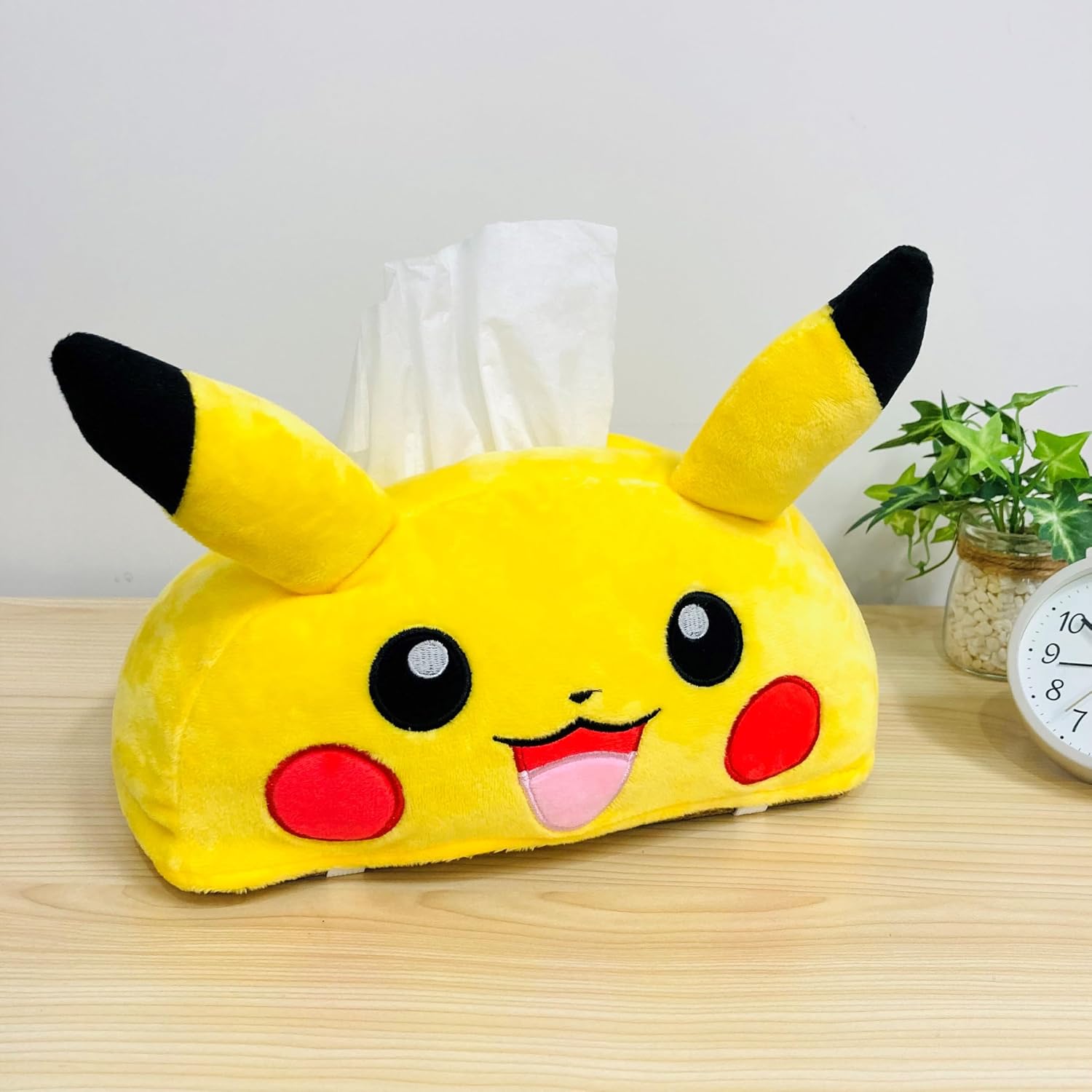 Detalle de MORIPiLO ポケモン ピカチュウ フェイス型ティッシュケース マイクロファイバー イエロー