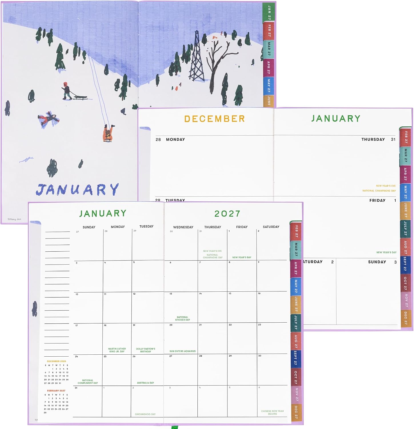 Thumbnail 2 de ban.do クラシック 2026-2027年手帳 17か月・月間タイプ、紫のハードカバー