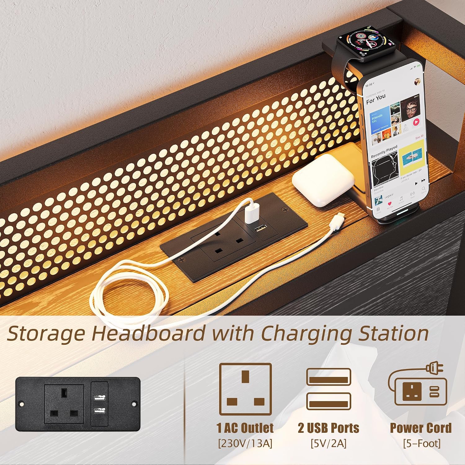 Thumbnail 5 de BORPHOM 3ft Single Bed Frame with Storage