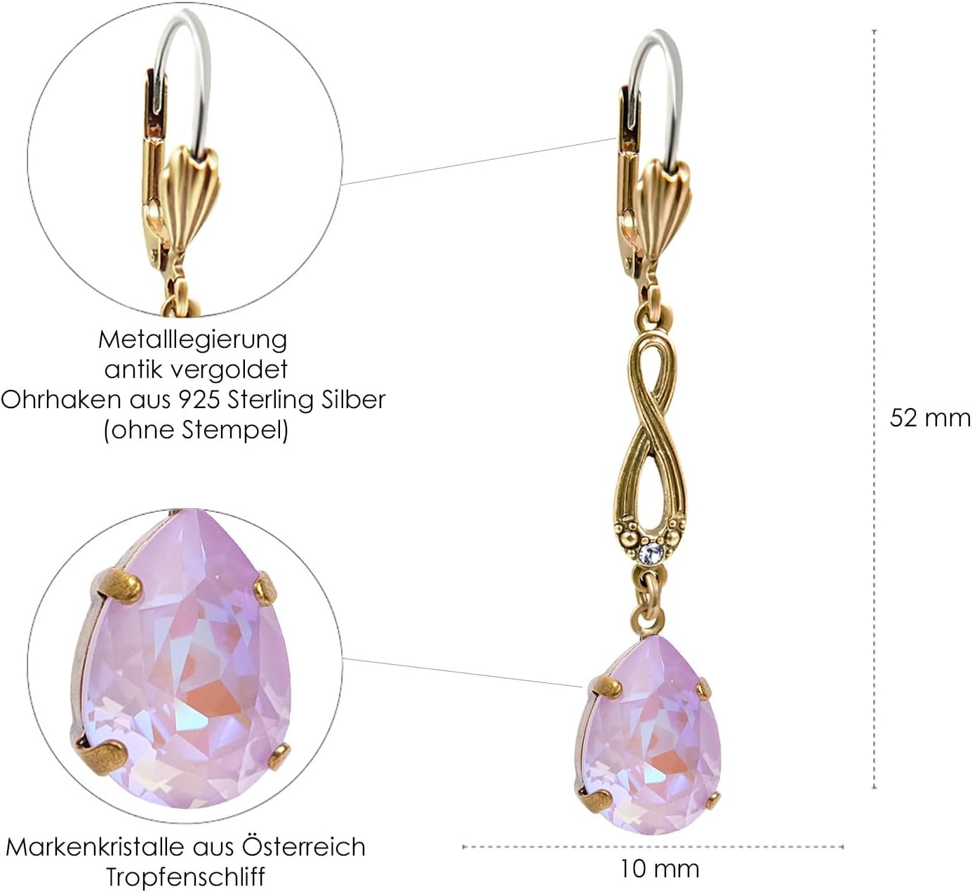 Thumbnail 2 de NOBEL SCHMUCK Jugendstil Ohrringe 5,2 cm