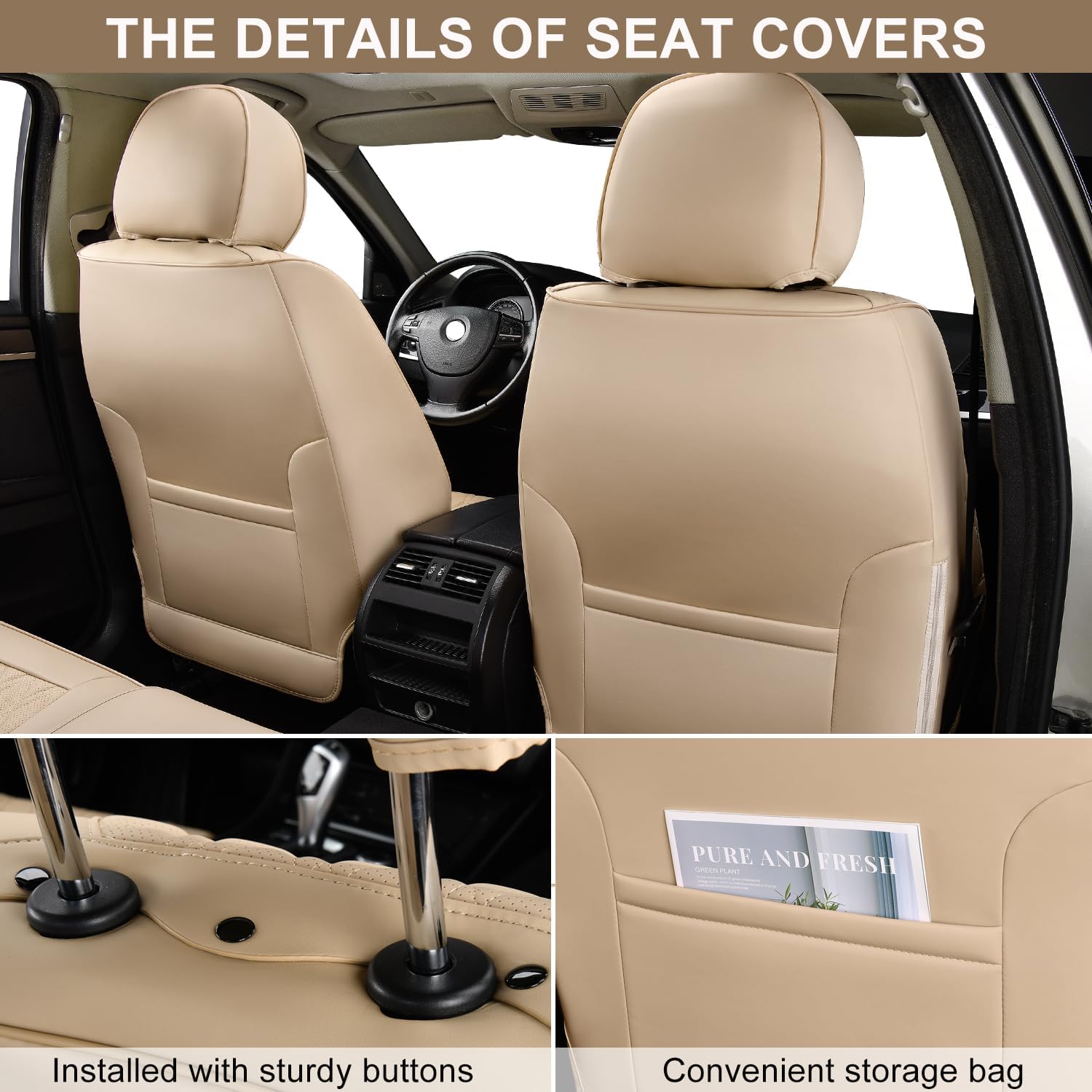 Detalle de TINRAIYANG Car Seat Covers Full Set 3-Piece