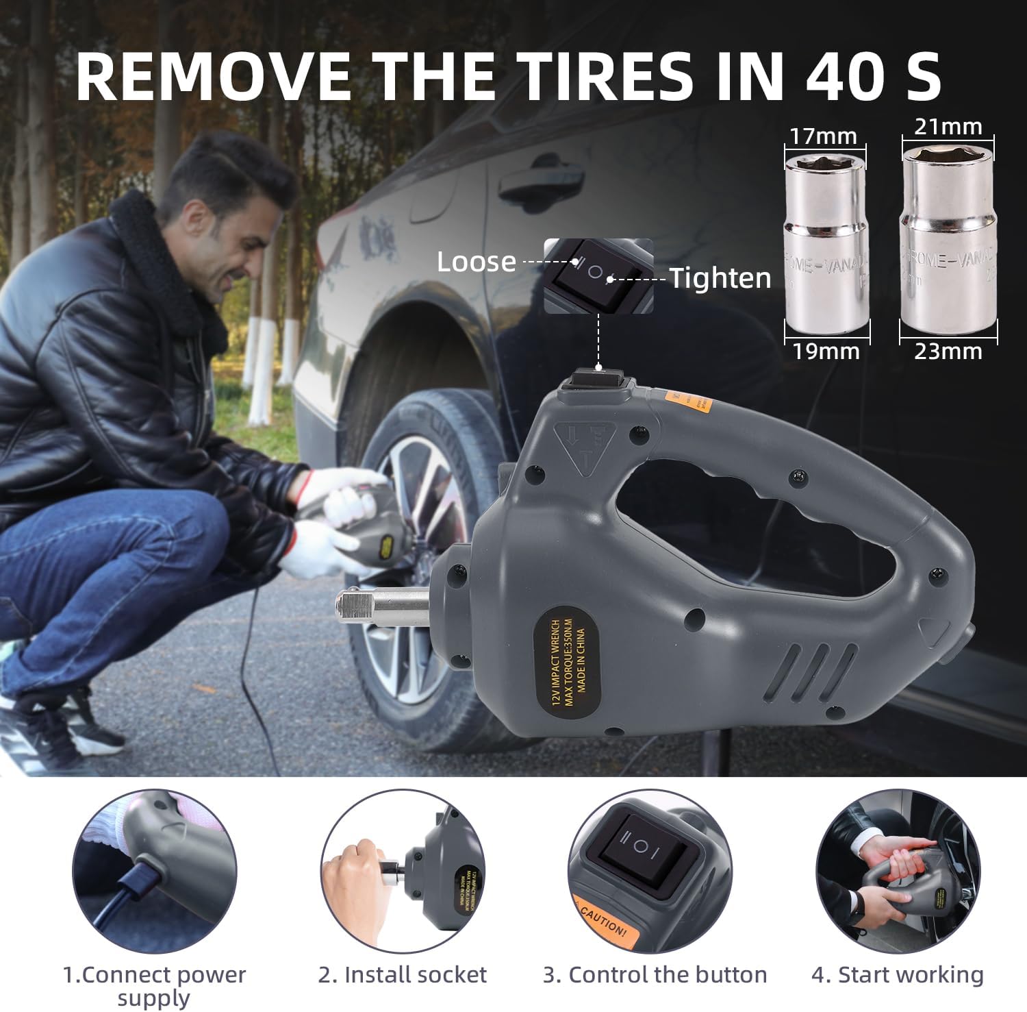 Detalle de EFFIROSO Portable 5 Ton 12V Electric Car Jack with Tire Inflator Pump