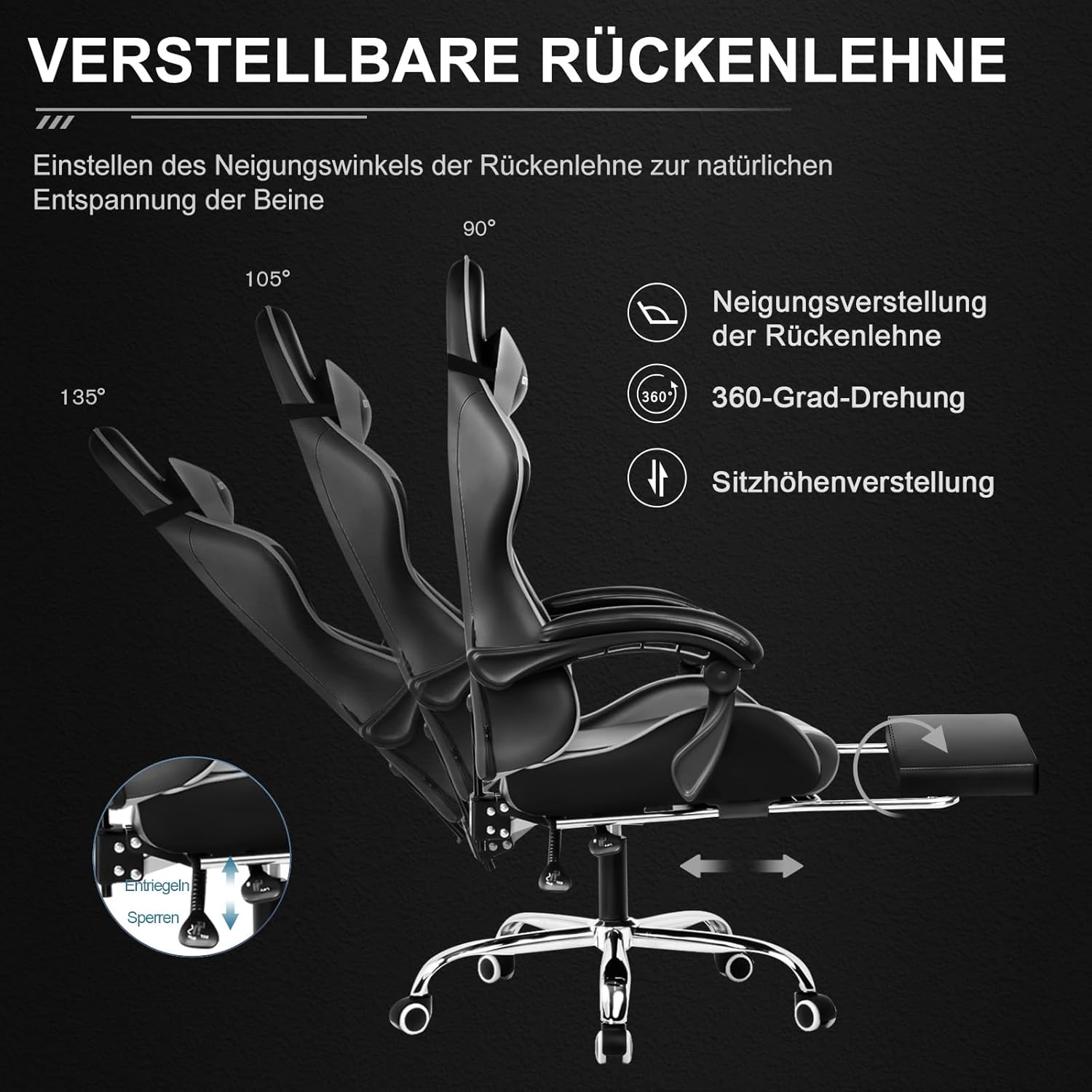 Thumbnail 5 de GTPLAYER Silla Gaming Ergonómica con Masajeador y Reposapiés