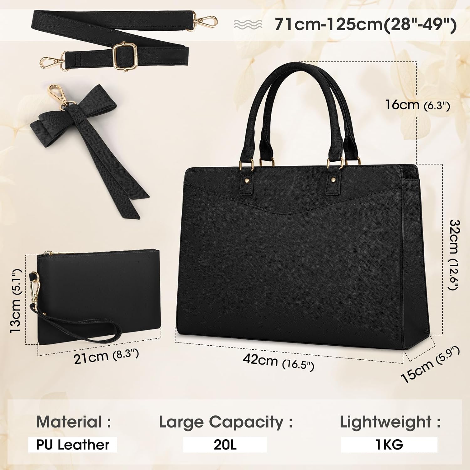 Thumbnail 4 de RAINSMORE 15.6-inch laptop tote bag for women 💼