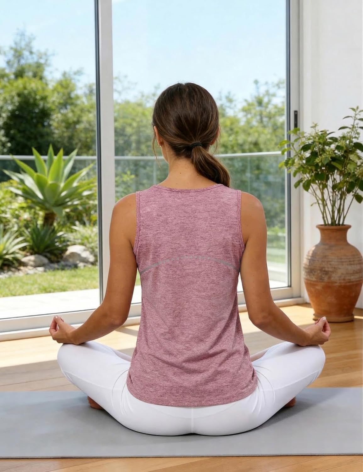 Thumbnail 6 de Gyabnw canotta da donna senza maniche con scollo a V, strisce riflettenti per fitness, corsa e yoga