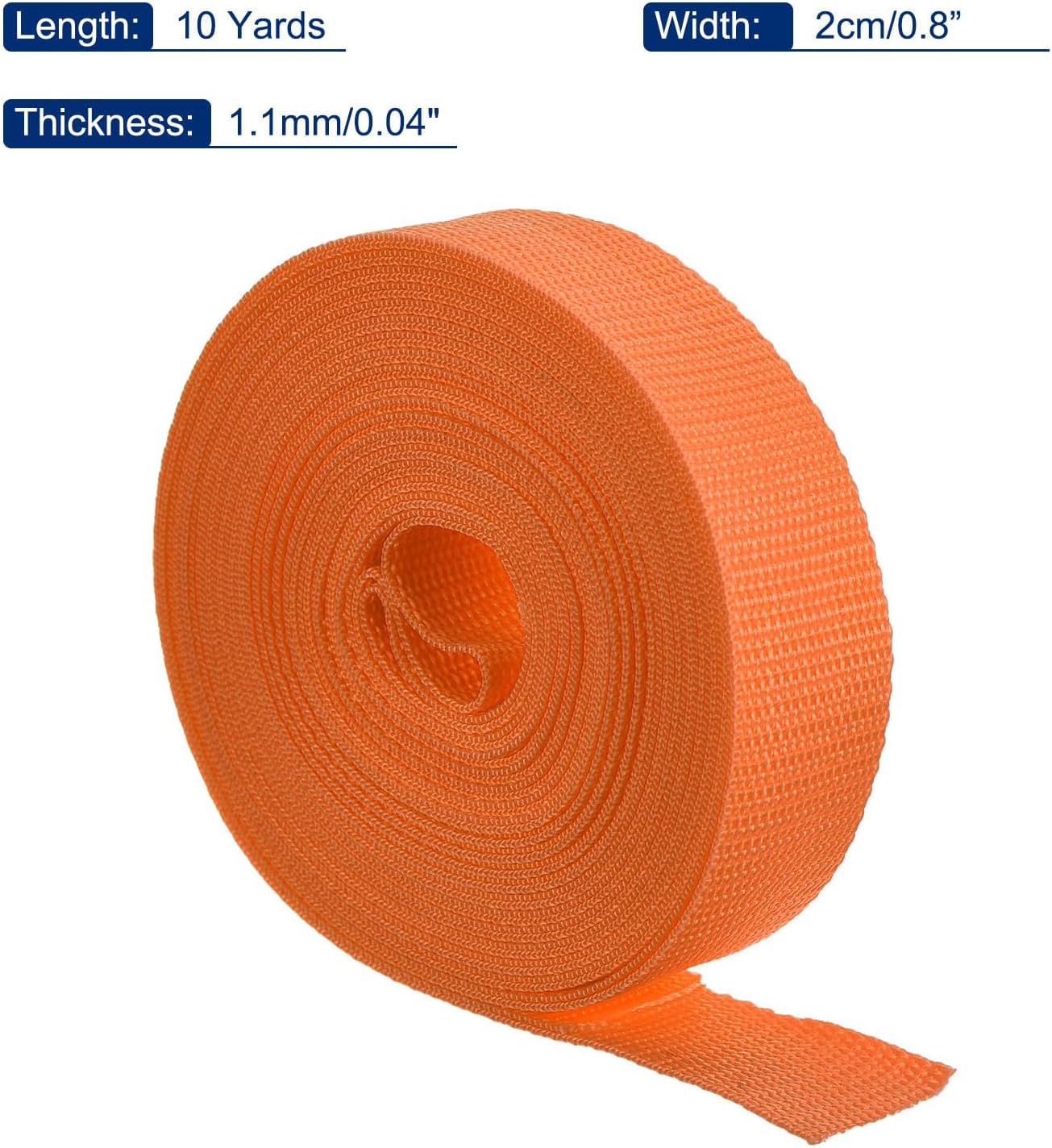 Thumbnail 1 de TOP-VIGOR 0.8 inch (20mm) Lightweight Flat Polypropylene Webbing Strap – 10 Yards, Waterproof, Light Orange