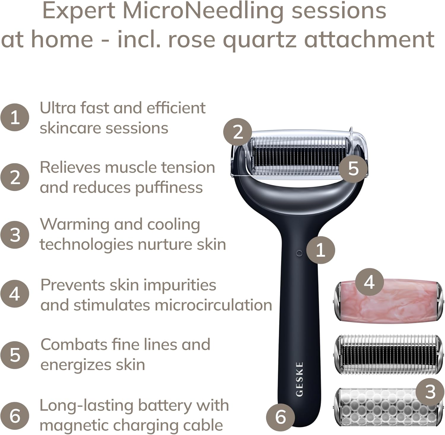 Thumbnail 1 de GESKE SmartAppGuided MicroNeedle Face & Body Roller 9 en 1 – Quartz Rose