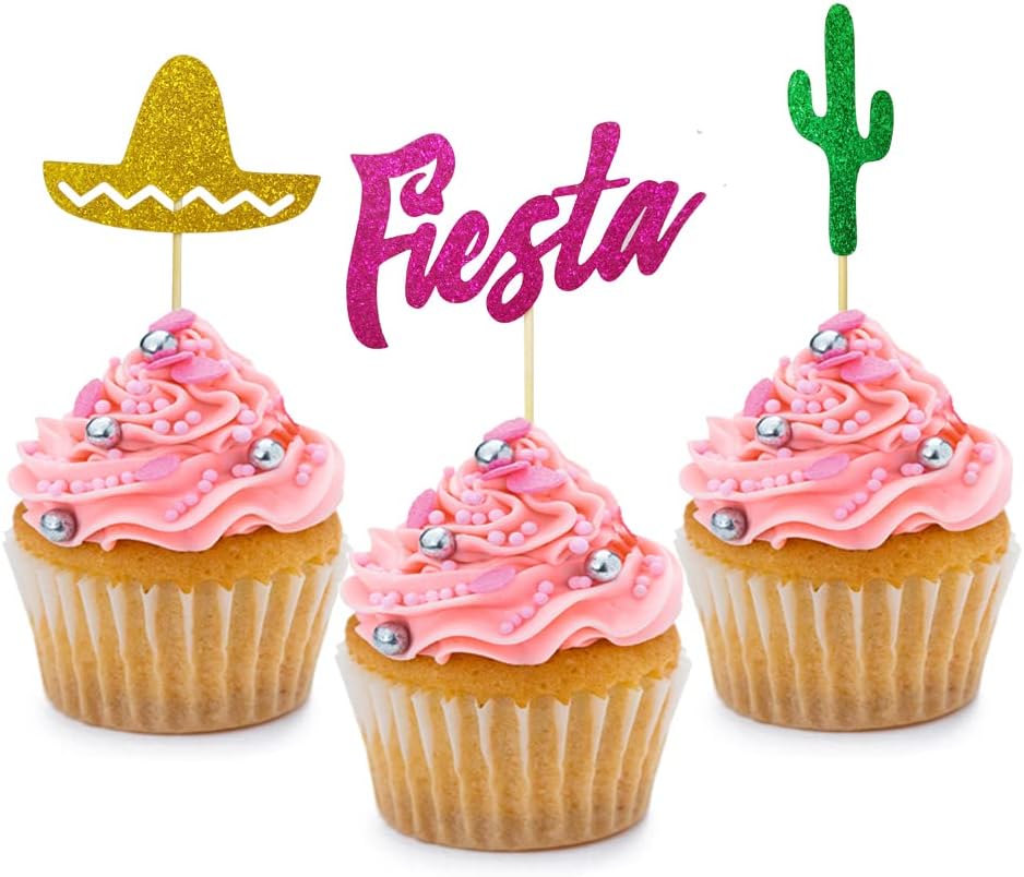 Detalle de Mexican Hat Cactus Cupcake Toppers, 24-Pack