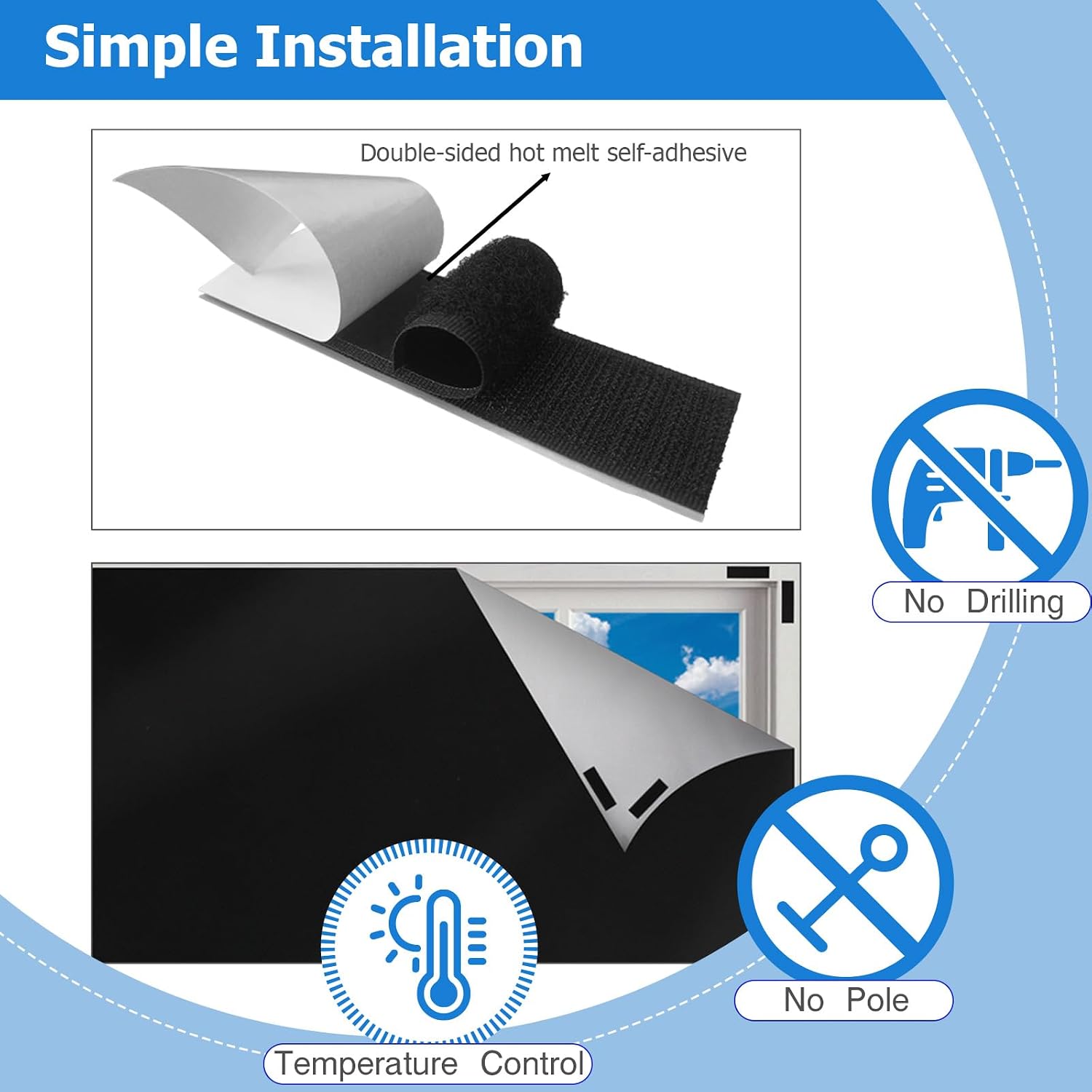 Thumbnail 4 de Blackout Blinds 145 x 100 cm: Portable 100% Nursery Blackout Roller Blind