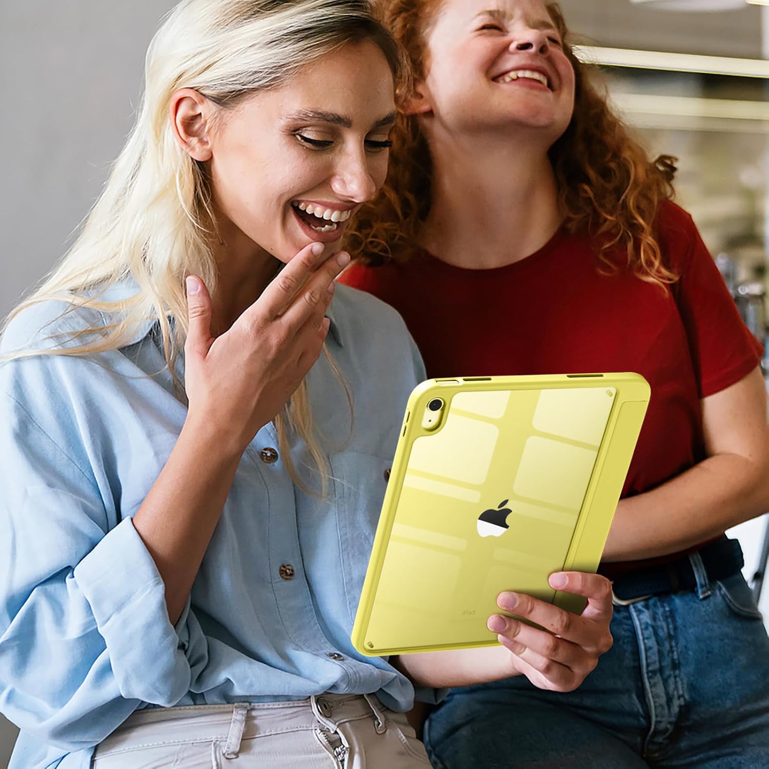 Thumbnail 5 de Vobafe Hülle für iPad A16 11. Generation / iPad 10. Generation (2022) – Transparent Rückseite, Stifthalter, Gelb