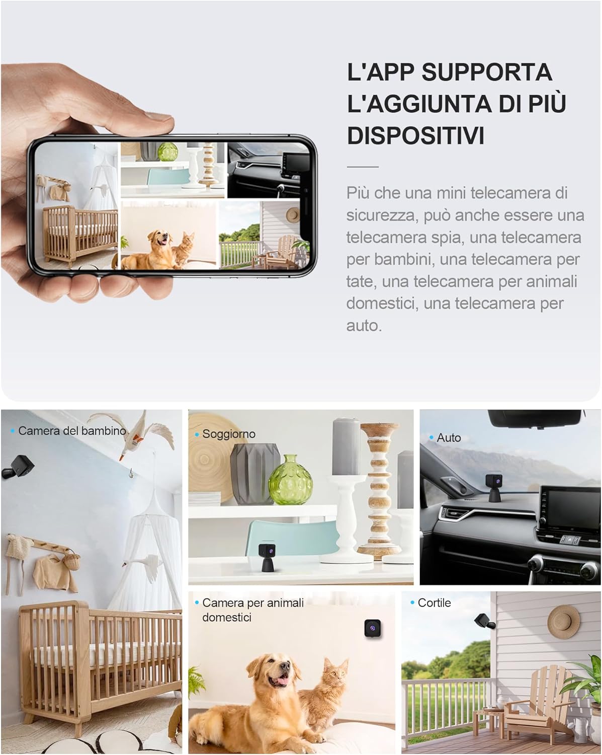Detalle 2 de Mini Telecamera Wifi Interno 4K HD AOBOCAM: sorveglianza discreta e versatile per casa, auto e bambini