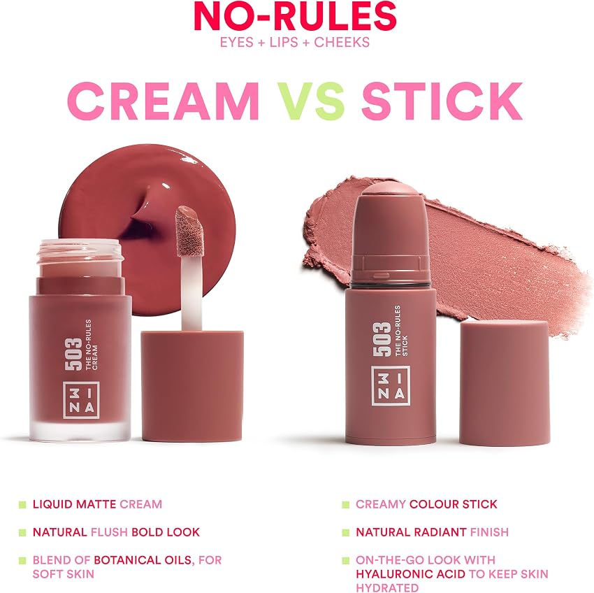 Thumbnail 4 de 3INA The No Rules Stick 503 Nude 💄 Colorete en Barra 3 en 1