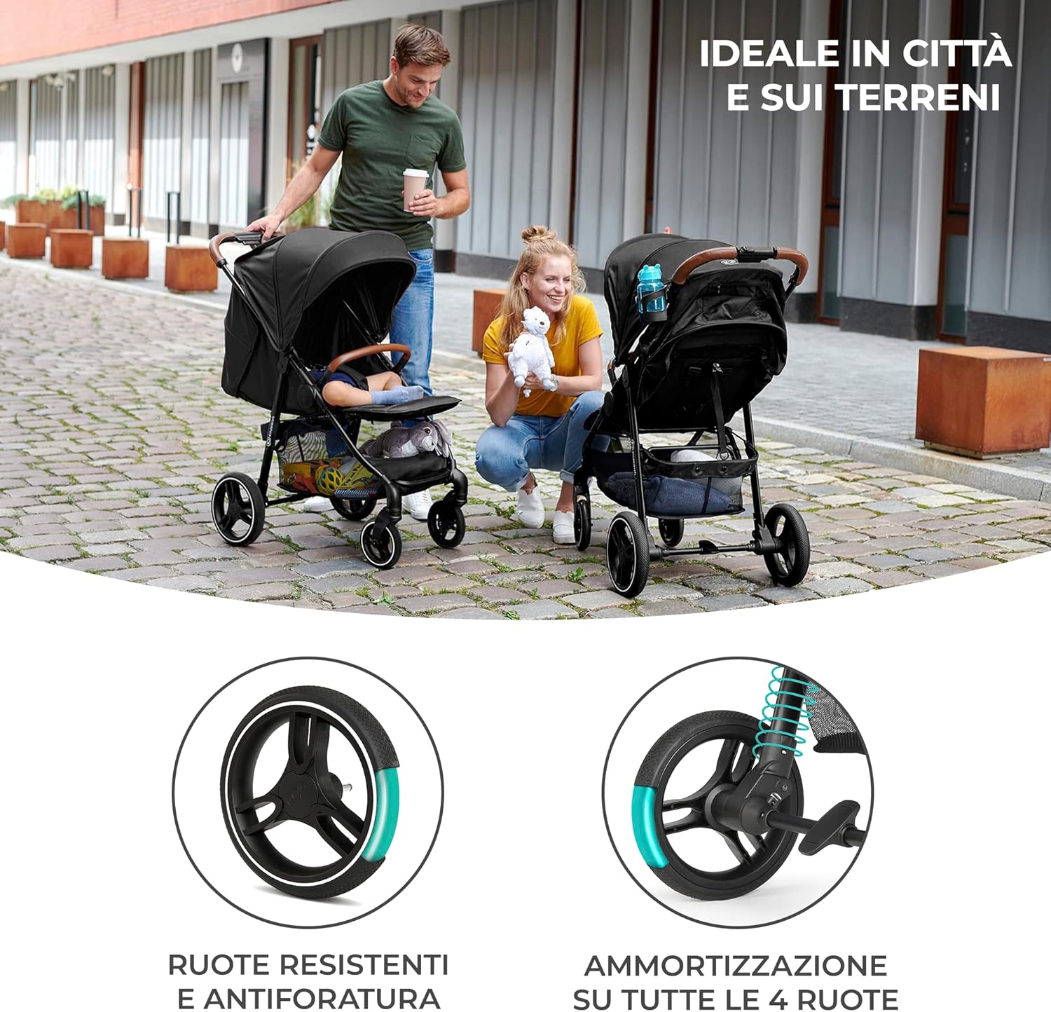 Detalle de Kinderkraft Grande Plus: passeggino leggero dalla nascita a 22 kg, pieghevole con una mano