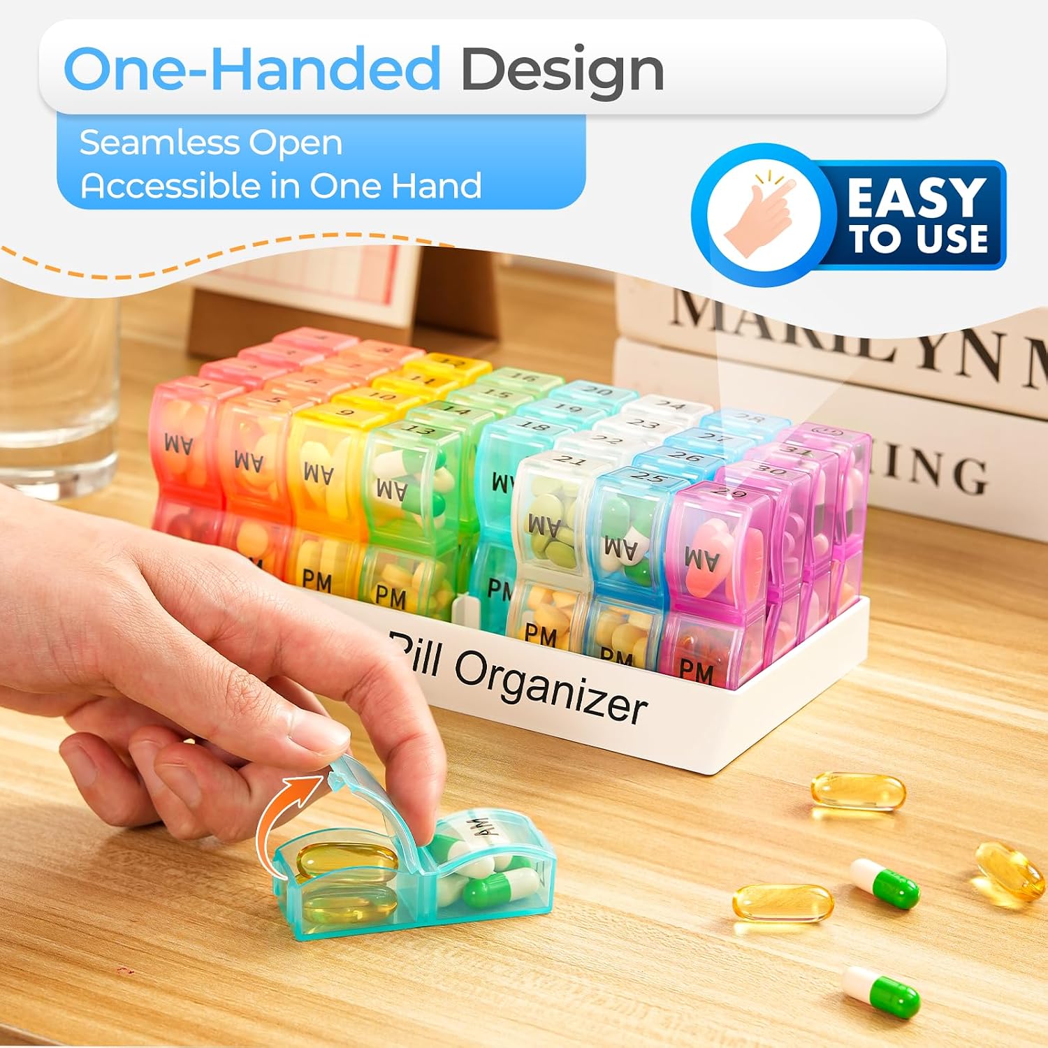 Detalle 2 de COLORWING A-480-COLORWING Monthly Pill Organizer, Compact AM/PM Case