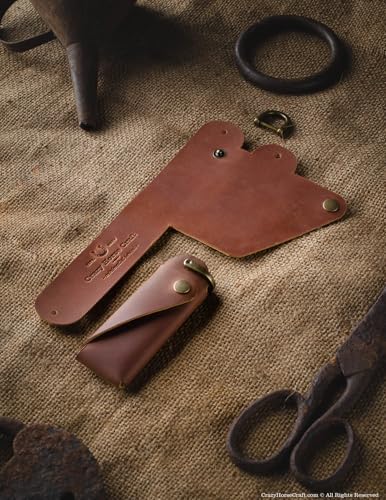 Detalle de Crazy Horse Craft Schlüsselanhänger Leder – Minimalistischer Zwei-Fächer Organizer