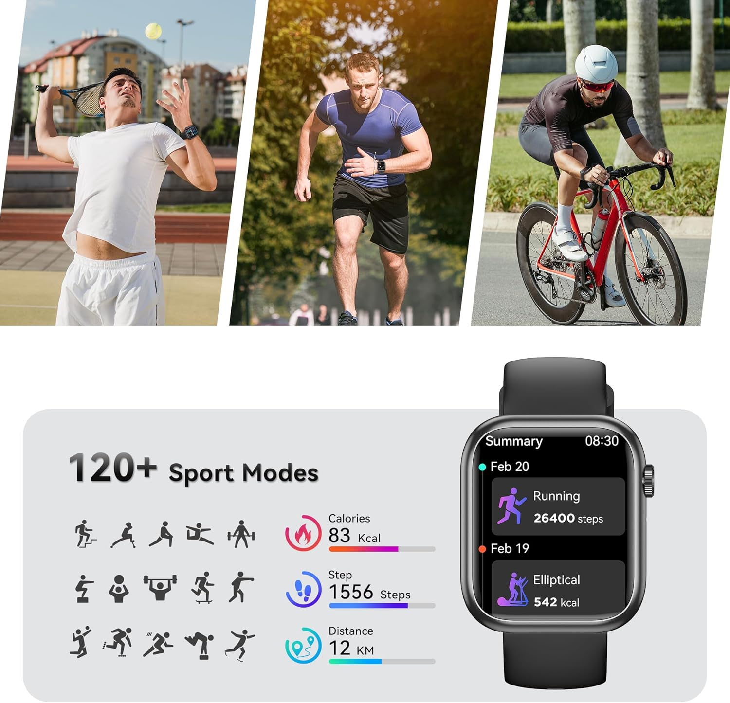 Thumbnail 3 de Smart Watch for Men & Women (Answer/Make Call) – 1.83" Fitness Tracker with Heart Rate, BP, 120+ Sports Modes, IP68