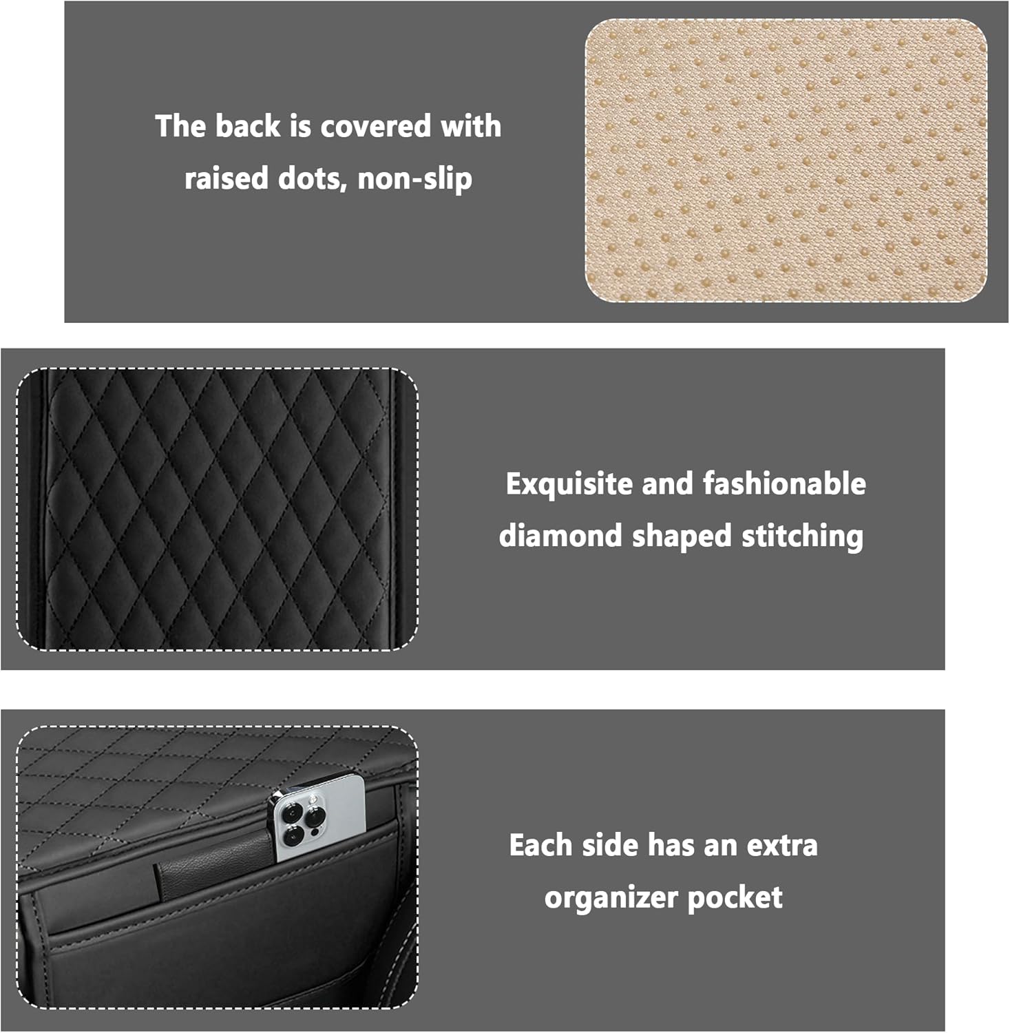 Thumbnail 2 de Upgraded Car Center Console Cover microfiber armrest with 2 pockets