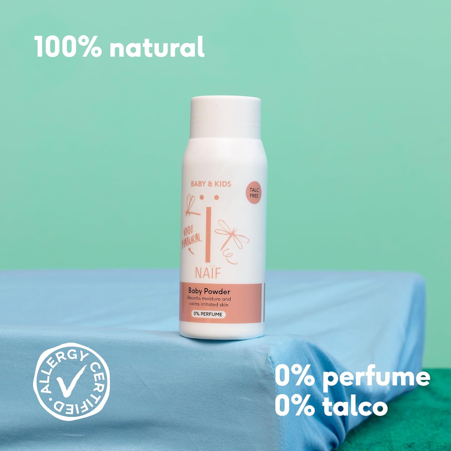 Thumbnail 4 de Naïf Talco per bambini 80 g: talco a base di amido di riso, 0% profumo e dermatologicamente testato