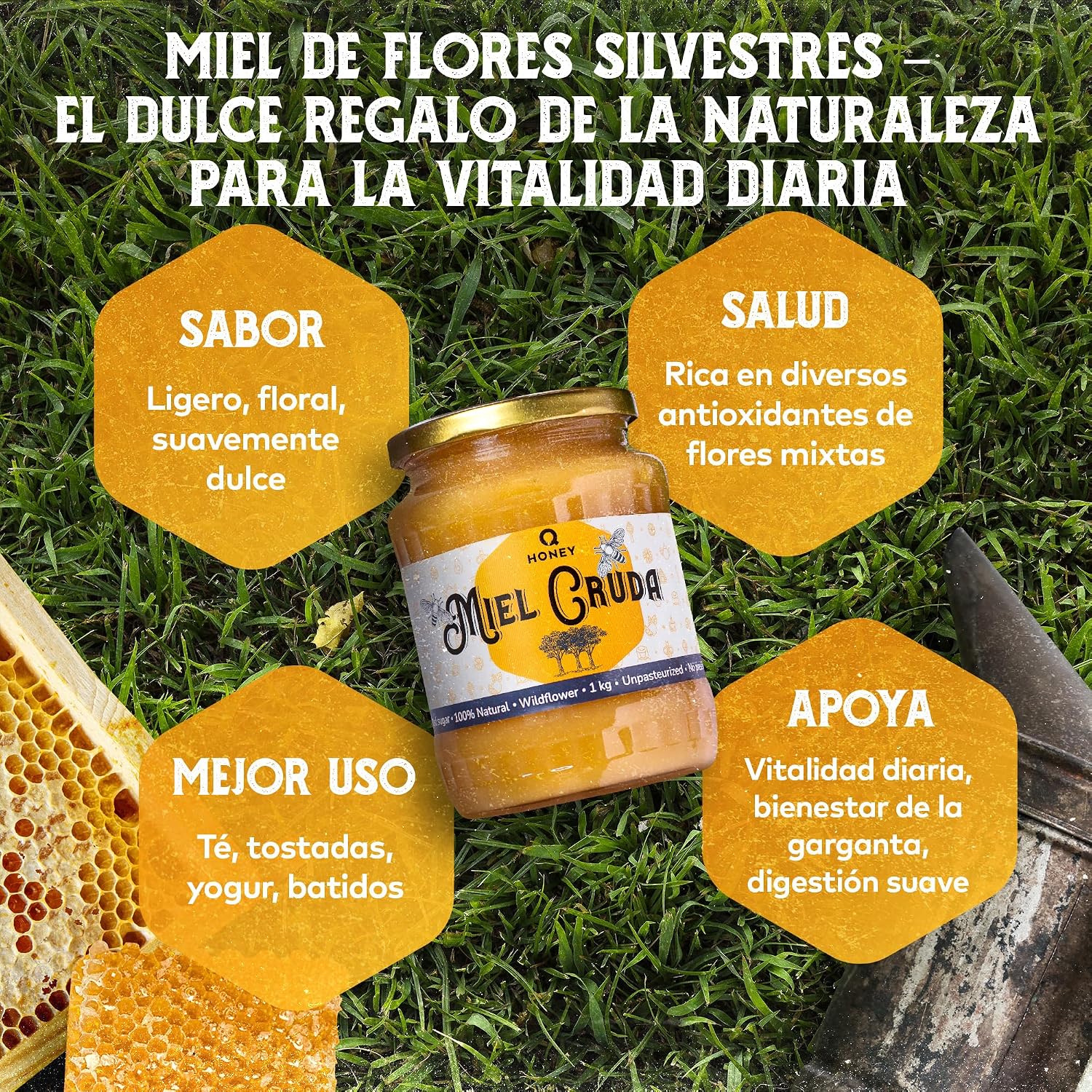 Thumbnail 5 de QHoney Miel Cruda 1kg Premio de Oro Paris 2025🍯
