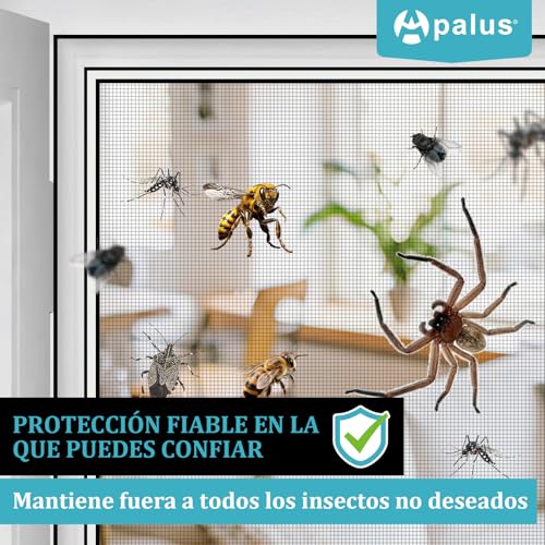 Detalle de Pantalla Mosquitera Universal Apalus: protección sin taladro para ventanas (130x150 cm, 3 juegos, color negro)