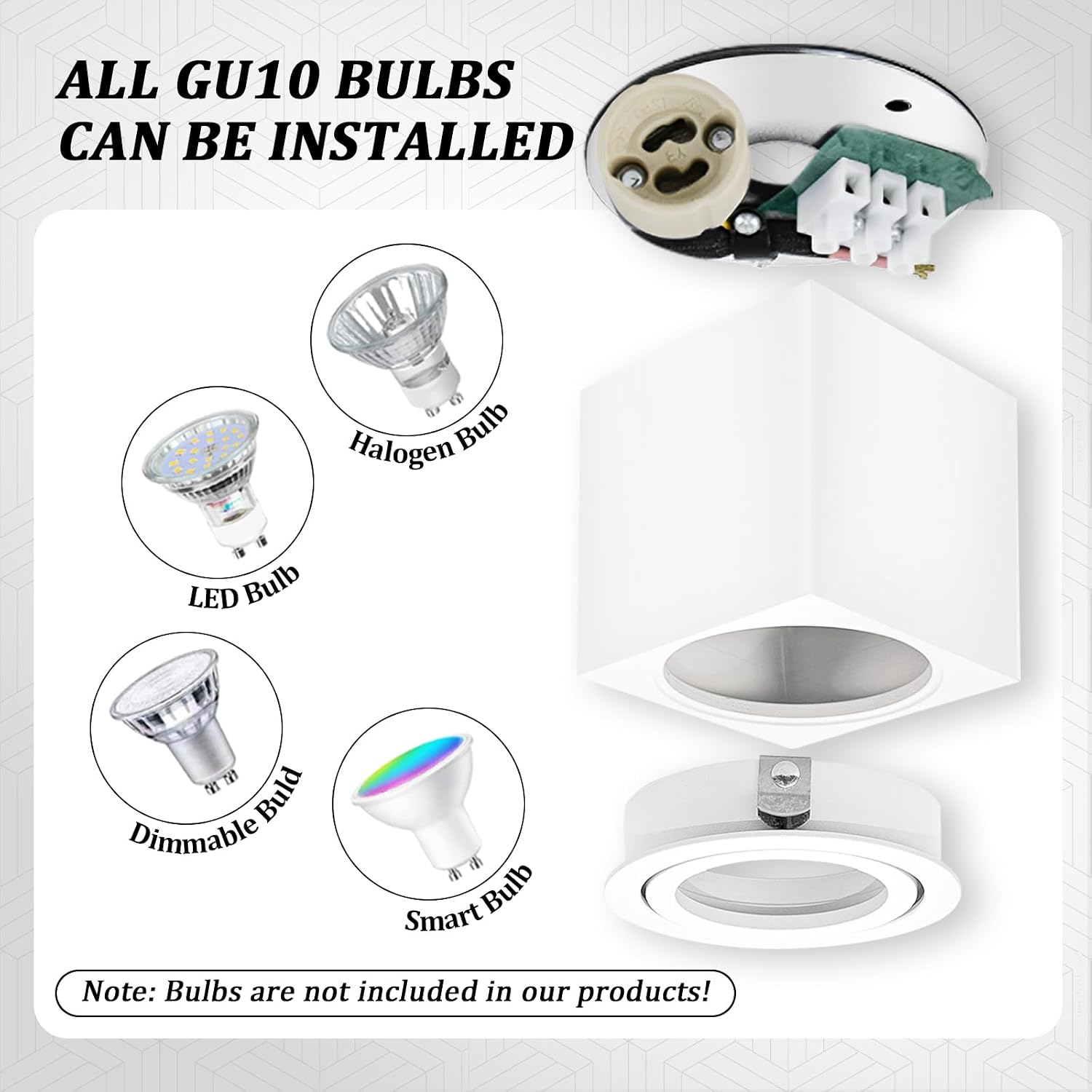 Detalle de GeyouLux Aufbauspots eckig schwenkbar 30° für GU10, Aufputz 230V – 4er-Set (ohne Leuchtmittel)