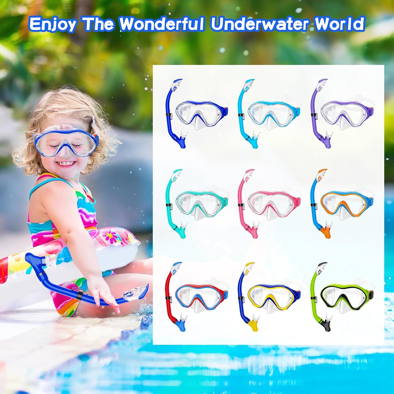 Thumbnail 5 de Snorkeling Gear for Kids with Foldable Silicone Full Dry Snorkel