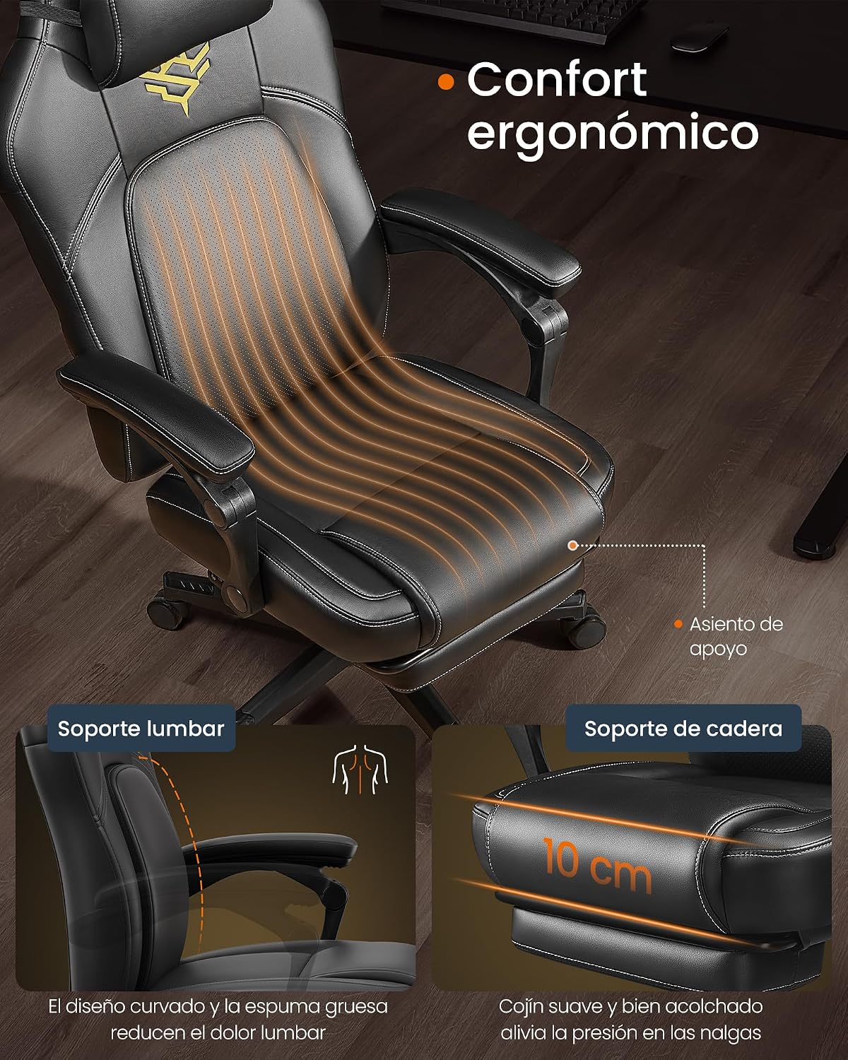 Thumbnail 2 de SONGMICS HOME Silla Racing ergonómica con reposapiés