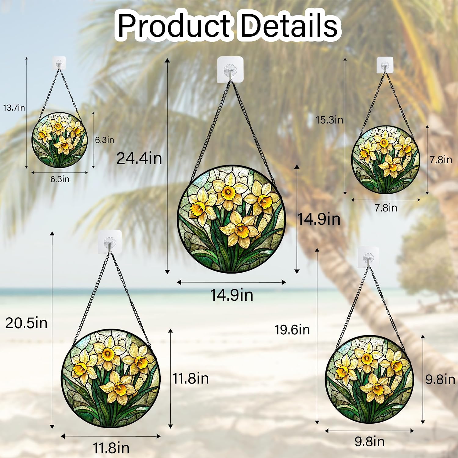 Thumbnail 6 de DASTOLL Daffodil Flower Glass Suncatcher, 7.8-Inch Window Hanging