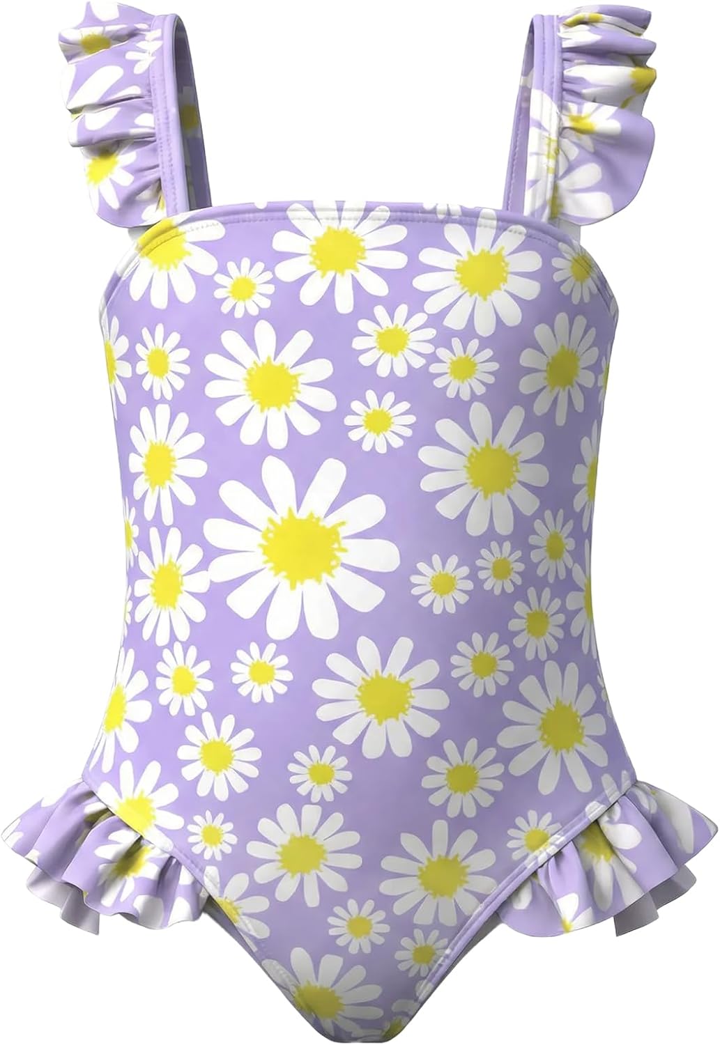 Detalle de JiAmy Flowers Ruffle Sleeveless One-Piece Girls Swimwear