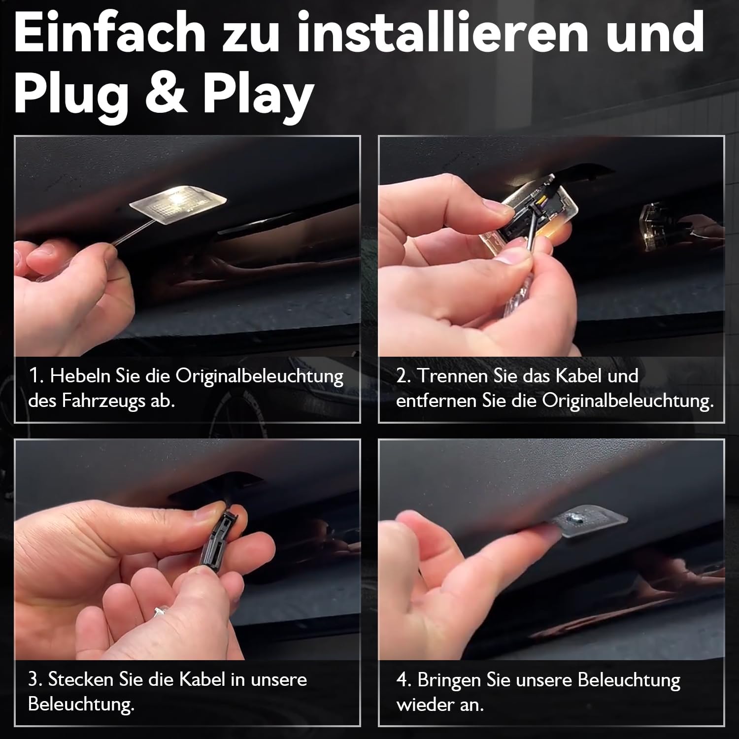 Thumbnail 4 de VIHIMAI 4er Set Tesla Autotür LED Logo Projektoren – kompatibel mit Model Y/3/S/X