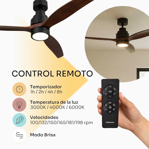 Detalle 2 de Mellerware Ventilador de Techo Led Brizy: potencia, silencio y versatilidad en 132 cm