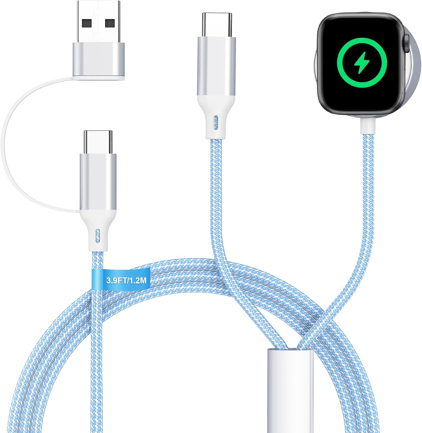 Detalle de 2026 Upgraded 2-in-1 USB-C iPhone & Apple Watch Charger by imodomio (Blue)