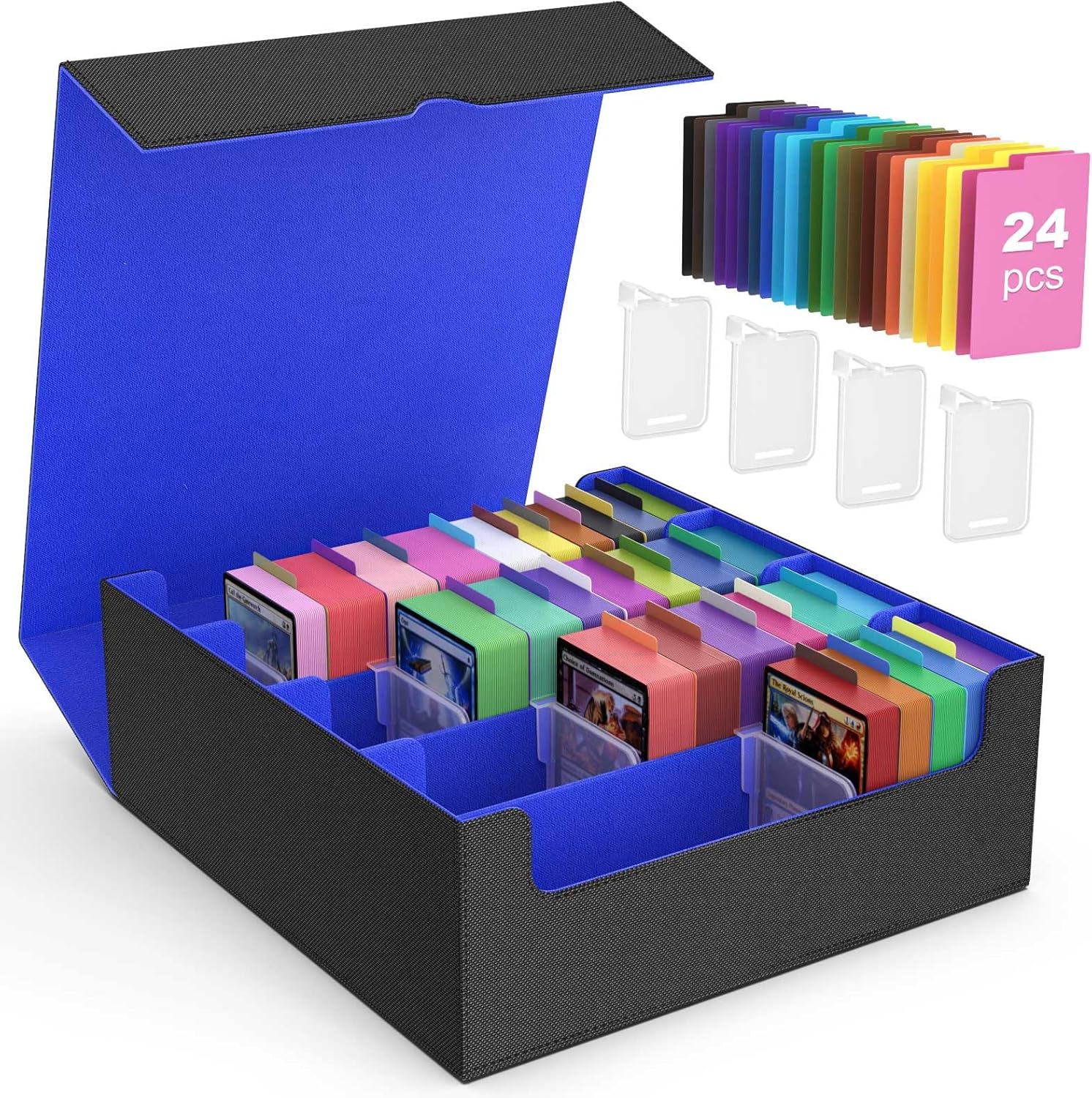 MoKo Trading Card Storage Box: 3000+ Deck Capacity with Dividers and Supporters