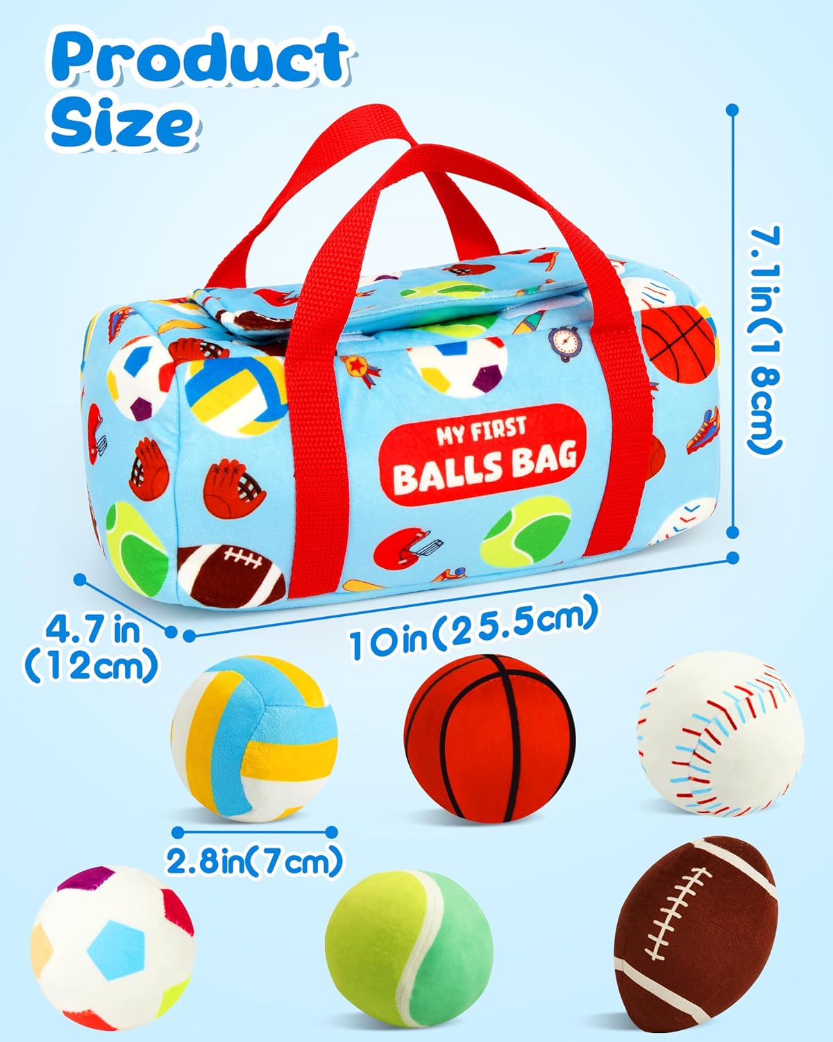 Thumbnail 4 de Vanmor Sensory Sports Balls for Toddlers – 6-Piece Plush Play Set with Travel Bag