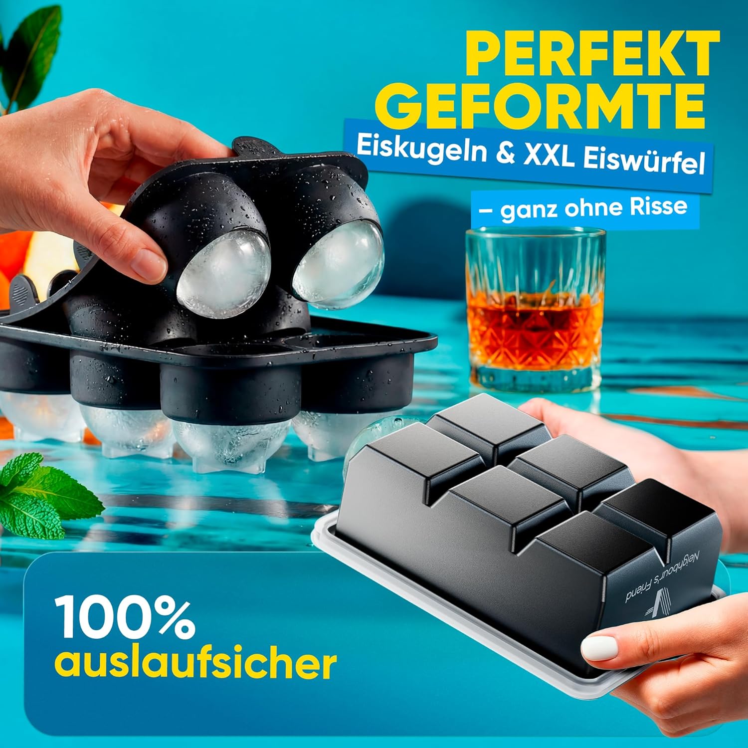 Thumbnail 4 de Neighbour’s Friend patentierte Eiskugelform Platinum mit XXL Eiswürfelform – XXL-Eiswürfel & Eiskugeln, spülmaschinengeeignet